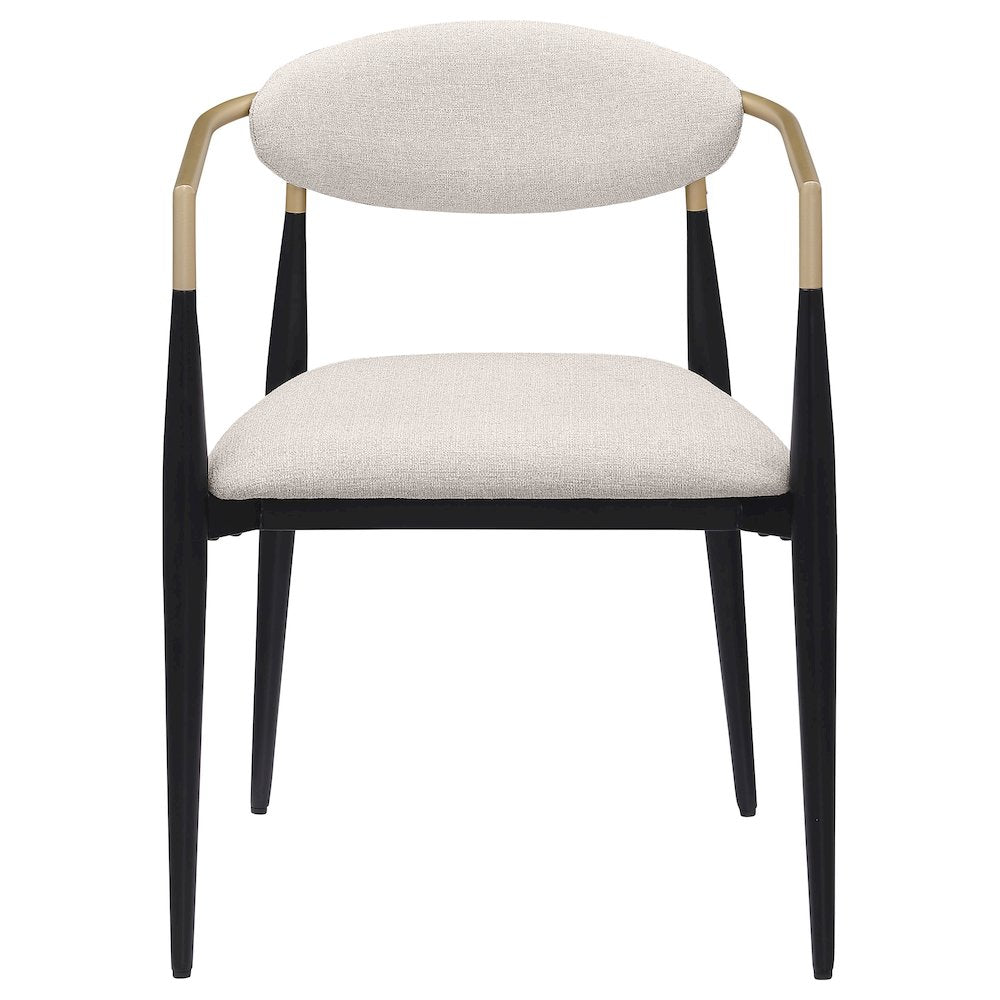 Alexis Fabric Upholstered Dining Arm Chair Beige (Set of 2)