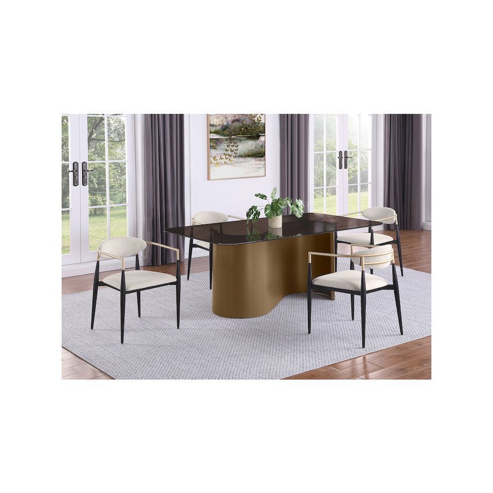 Alexis Fabric Upholstered Dining Arm Chair Beige (Set of 2)