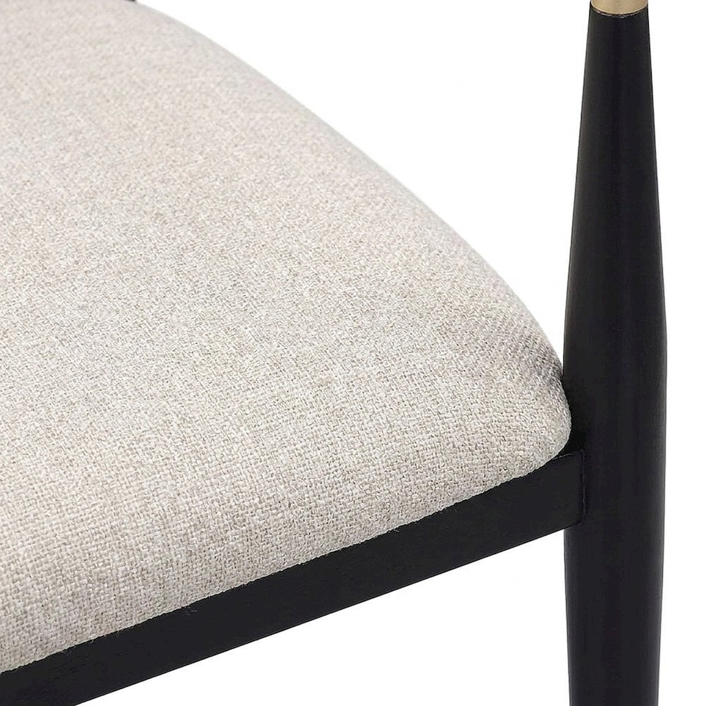 Contemporary Polyester Upholstered Dining Arm Accent Chairs, Set of 2, Beige