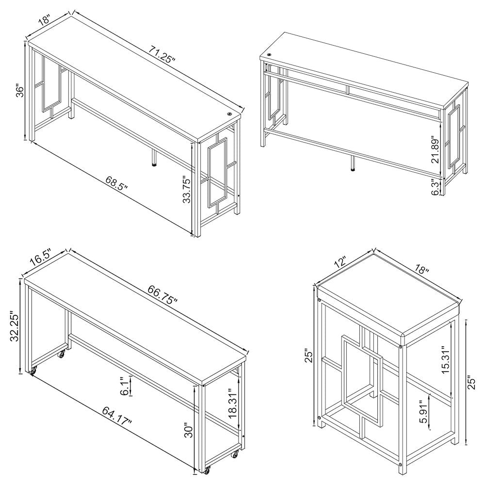 Jackson 5-piece Multipurpose Counter Height Table Set White