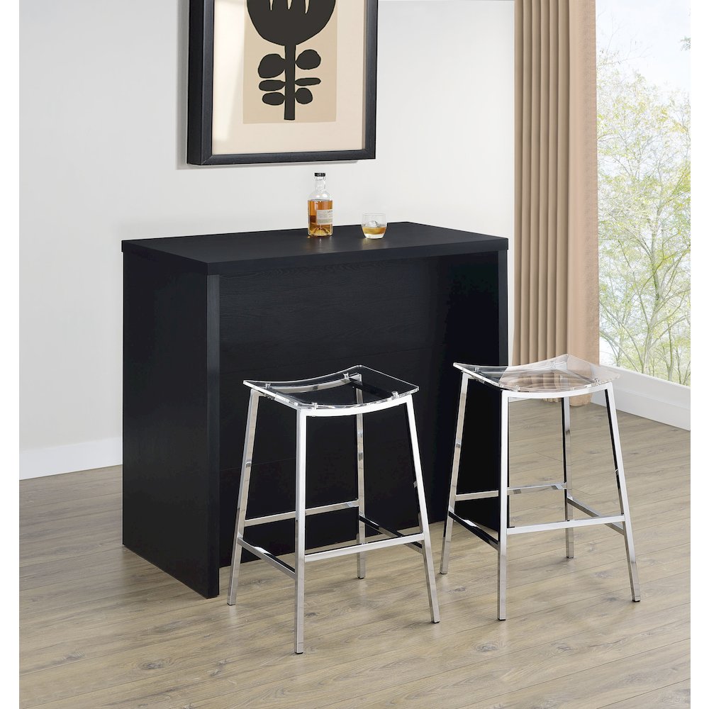 Topanga Engineered Wood Freestanding Home Bar Black