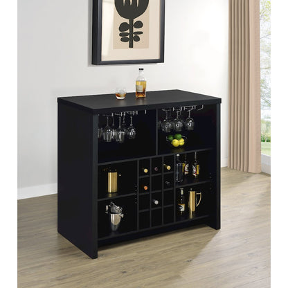 Topanga Engineered Wood Freestanding Home Bar Black