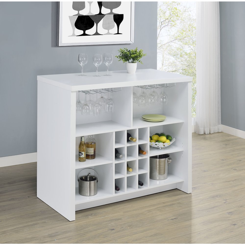 Topanga Engineered Wood Freestanding Home Bar White