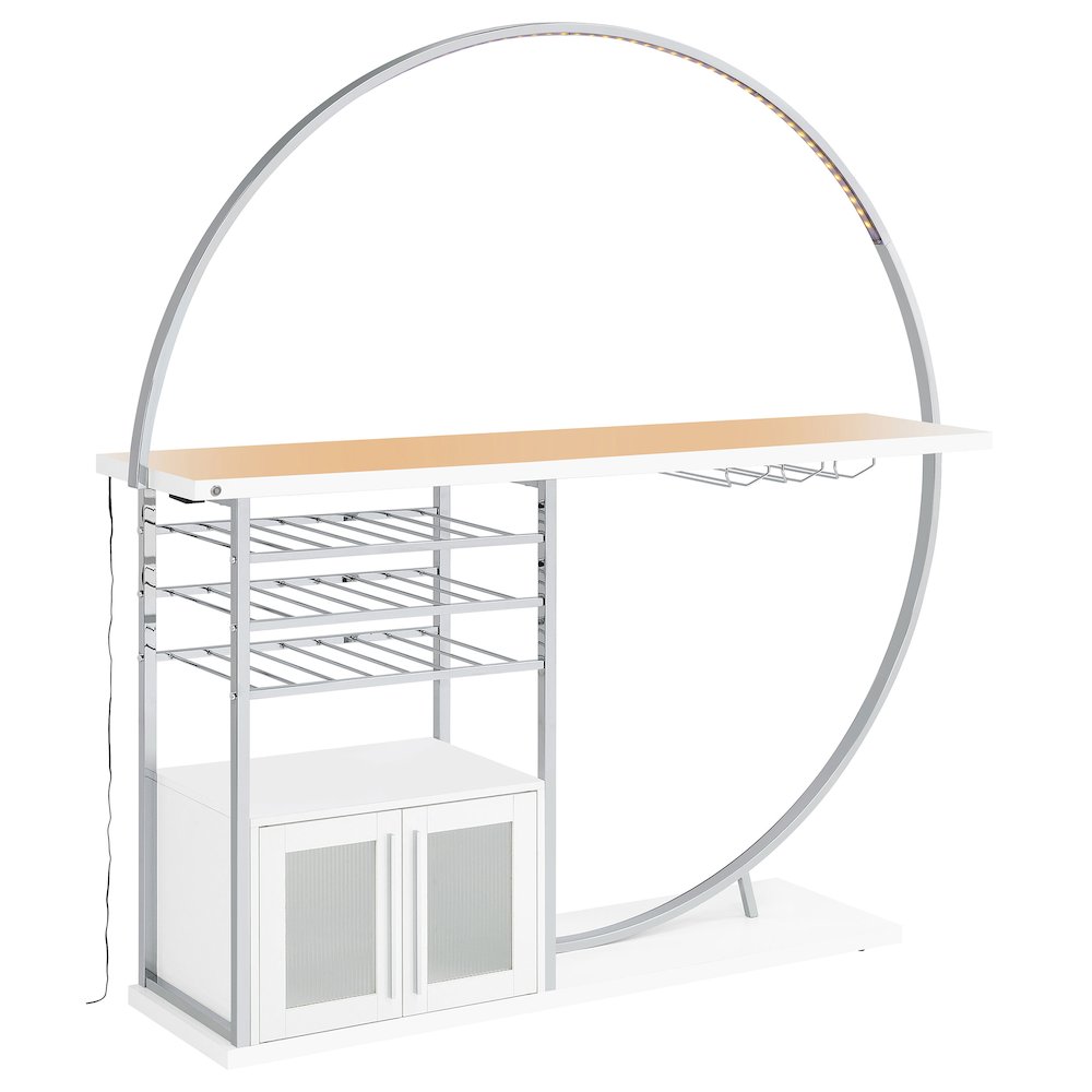 Risley 2-door Circular LED Home Bar Cabinet White High Gloss