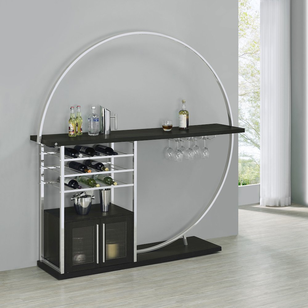 Risley 2-door Circular LED Home Bar Cabinet Dark Charcoal