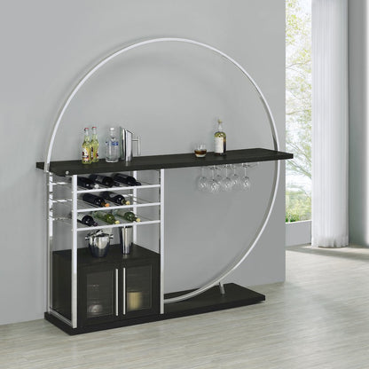 Risley 2-door Circular LED Home Bar Cabinet Dark Charcoal