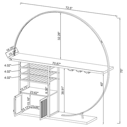 Risley 2-door Circular LED Home Bar Cabinet Dark Charcoal