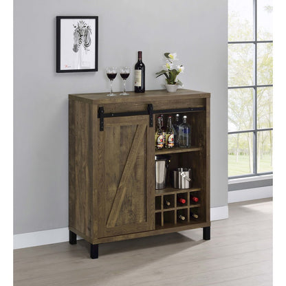 Arlington Sliding Door Home Bar Wine Cabinet Rustic Oak