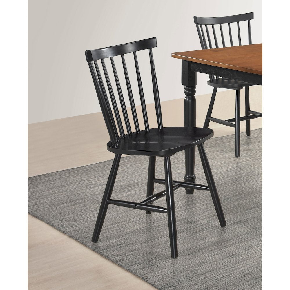 Hollyoak Windsor Wood Dining Side Chair Black (Set of 2)