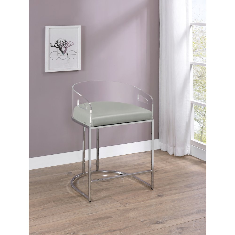 Thermosolis Clear Acrylic Counter Chair Chrome (Set of 2)