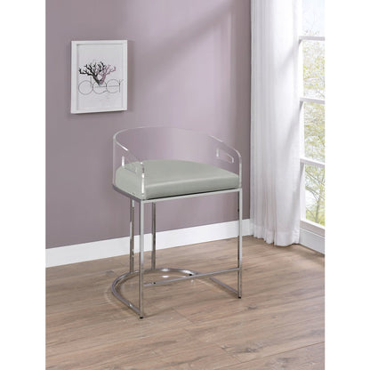 Thermosolis Clear Acrylic Counter Chair Chrome (Set of 2)