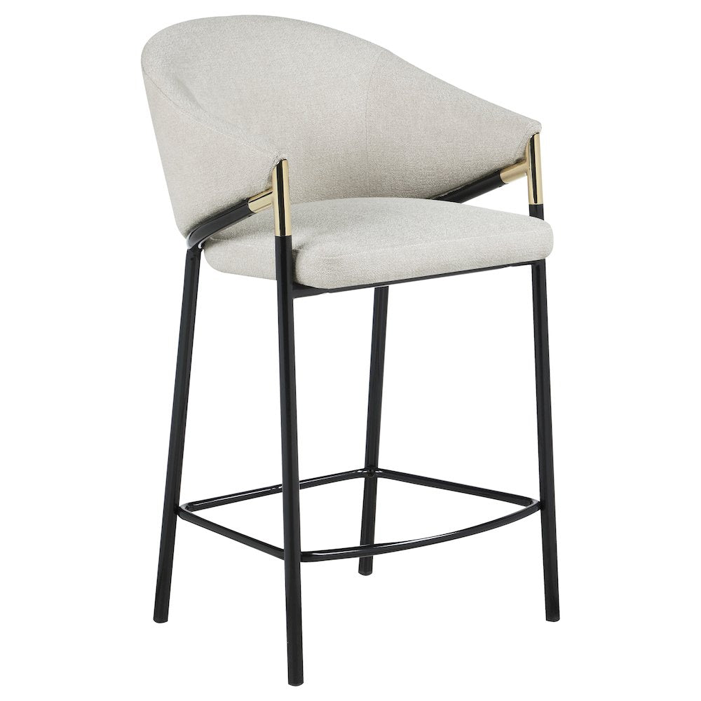 Modern Upholstered Bar Stools – Beige Counter Height Chairs, Set of 2