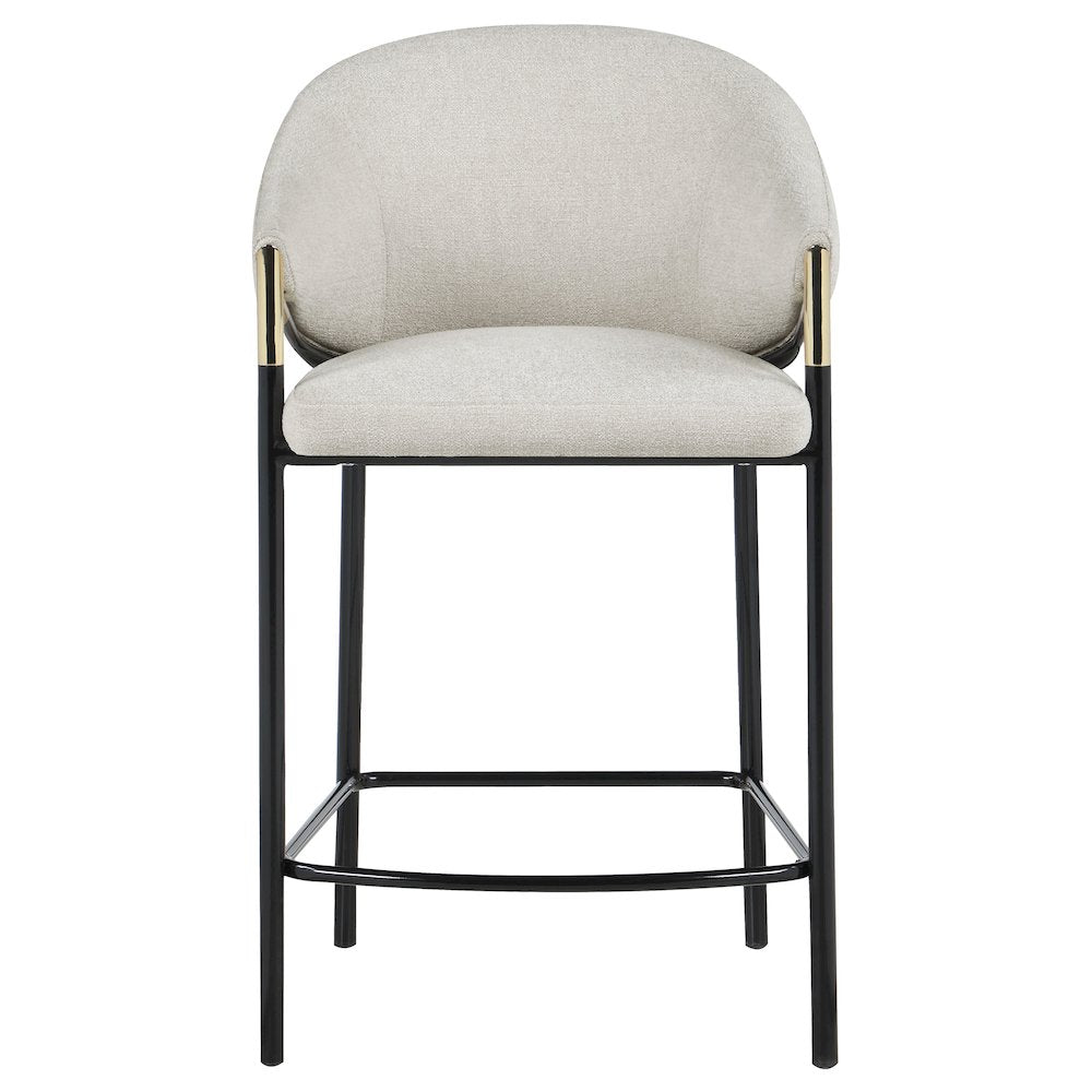 Modern Upholstered Bar Stools – Beige Counter Height Chairs, Set of 2