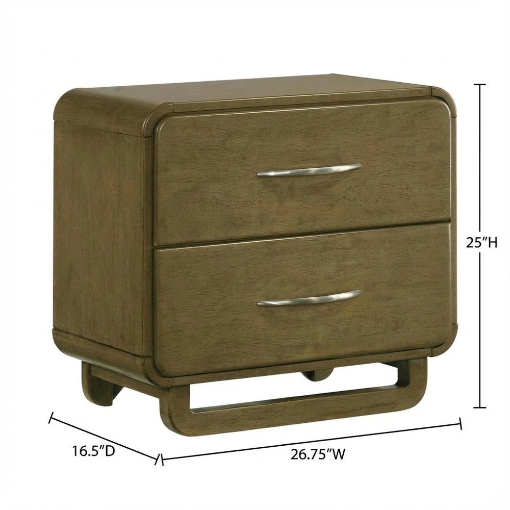 Nutmeg Bedroom Nightstand with 2 Drawers and Transitional Style