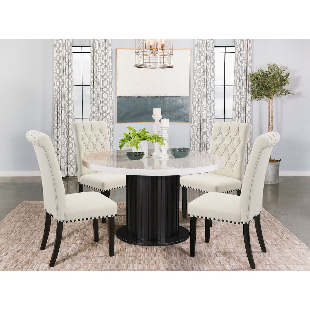 Alana Fabric Upholstered Dining Side Chair Beige (Set of 2)
