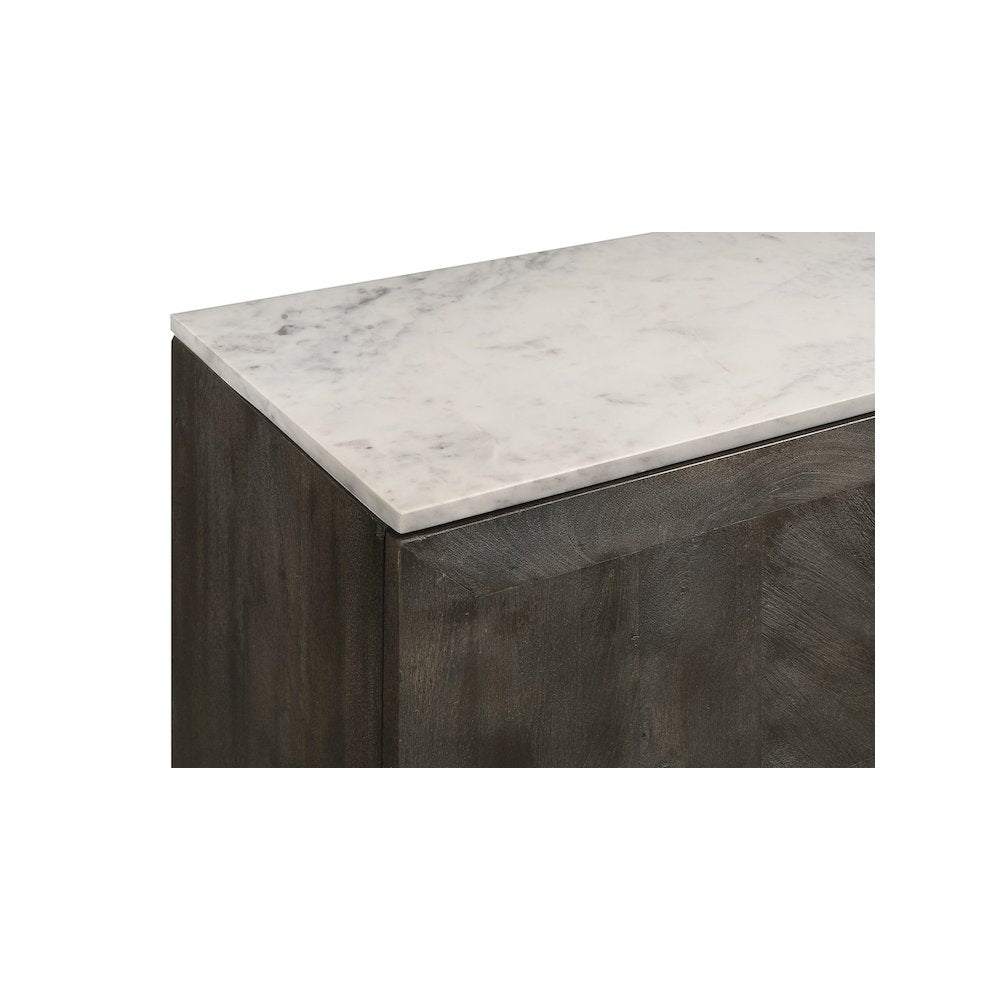 Dennis 3-door Marble Top Sideboard Buffet Tobacco Grey