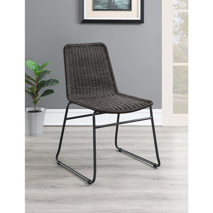Dacy Faux Rattan Metal Dining Side Chair Brown (Set of 2)
