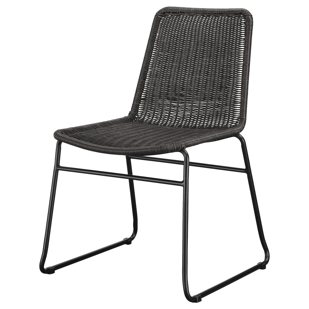Dacy Faux Rattan Metal Dining Side Chair Brown (Set of 2)
