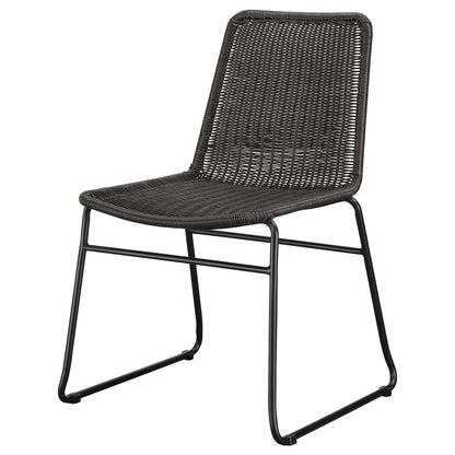 Dacy Faux Rattan Metal Dining Side Chair Brown (Set of 2)