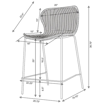 Mckinley Faux Rattan Metal Counter Chair Brown (Set of 2)