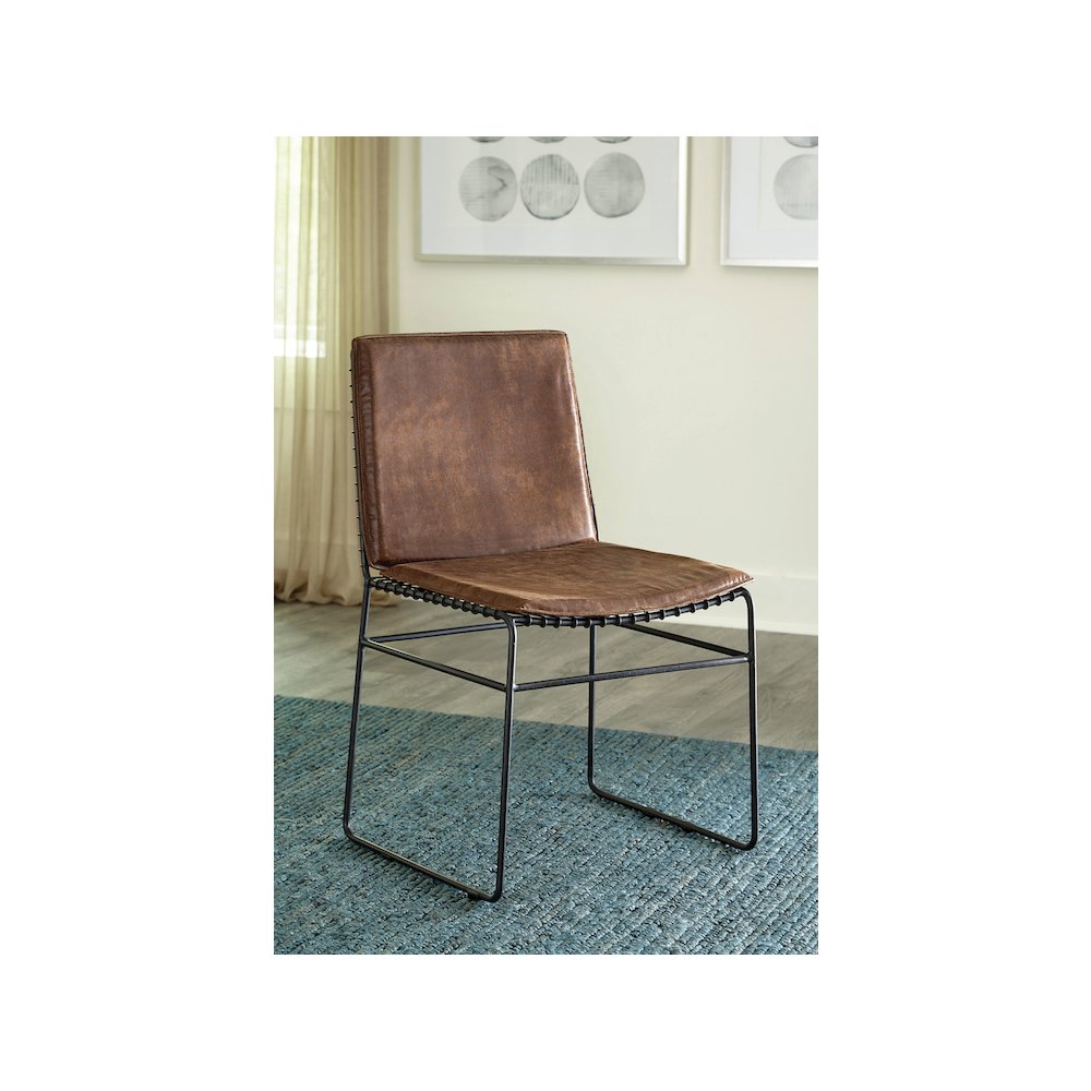 Abbott Metal Dining Side Chair Antique Brown (Set of 2)