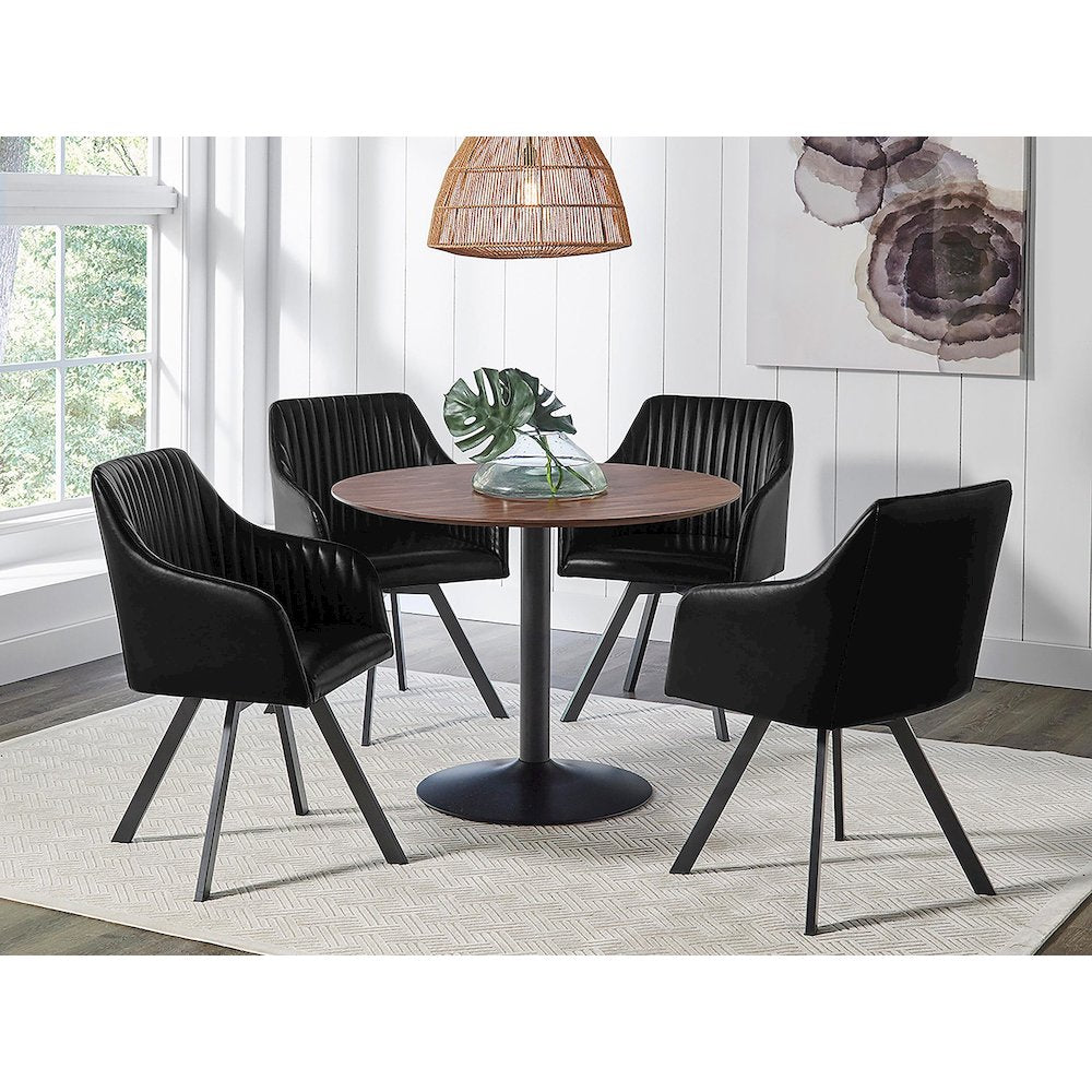 Arika Leatherette Upholstered Swivel Dining Arm Chair Black