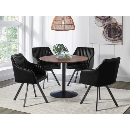 Arika Leatherette Upholstered Swivel Dining Arm Chair Black