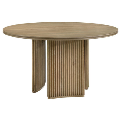 Adina 5-piece Round Dining Table Set Distressed Light Brown