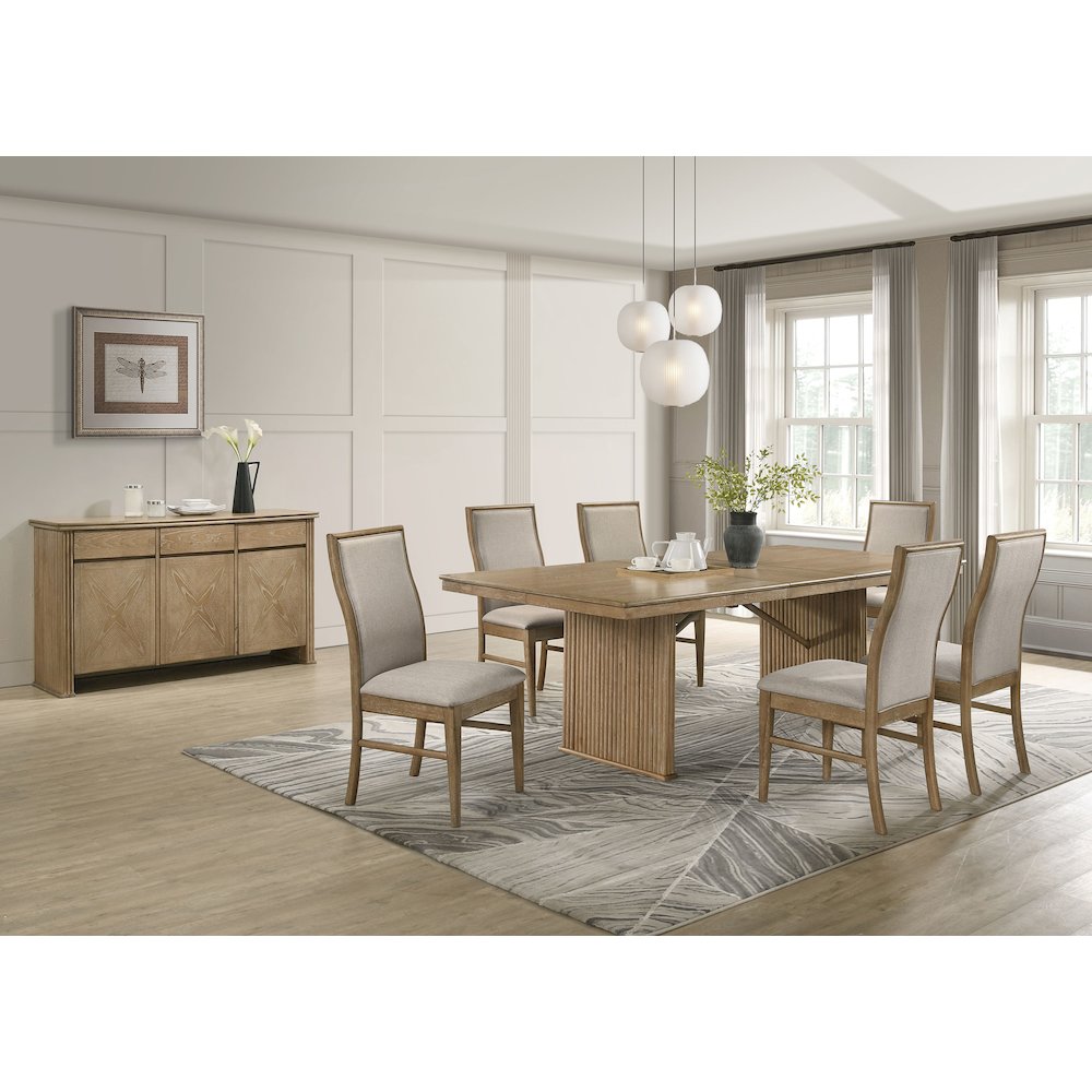 Adina 8-piece Extension Dining Set Distressed Light Brown