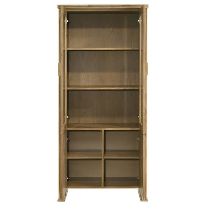 Adina 77-inch Tall Display Cabinet Distressed Light Brown