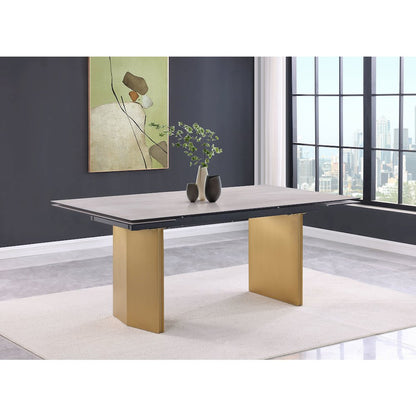 Vesa 97-inch Glass Top Extension Dining Table Beige