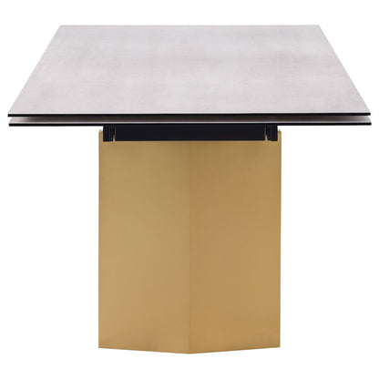 Vesa 97-inch Glass Top Extension Dining Table Beige