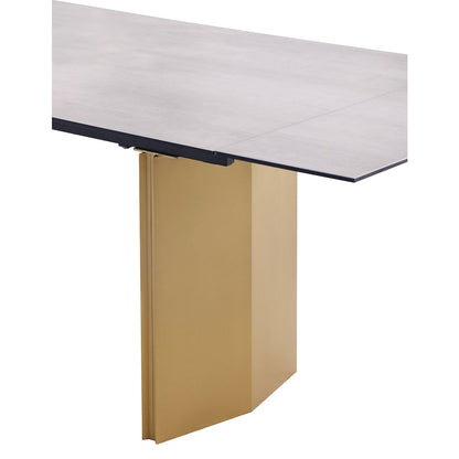 Vesa 97-inch Glass Top Extension Dining Table Beige
