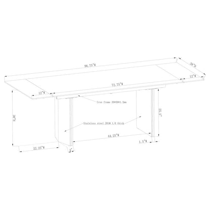 Vesa 97-inch Glass Top Extension Dining Table Beige