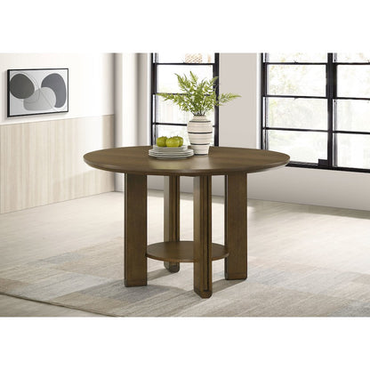 Ottowa 47-inch Round Wood Dining Table with Shelf Brown