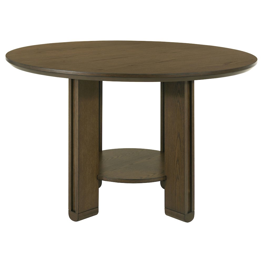 Ottowa 47-inch Round Wood Dining Table with Shelf Brown