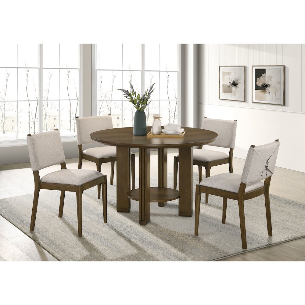 Ottowa 47-inch Round Wood Dining Table with Shelf Brown
