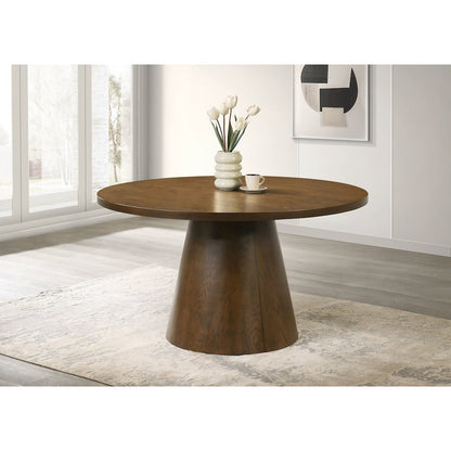Franklin 54-inch Round Wood Pedestal Base Dining Table Dark Brown