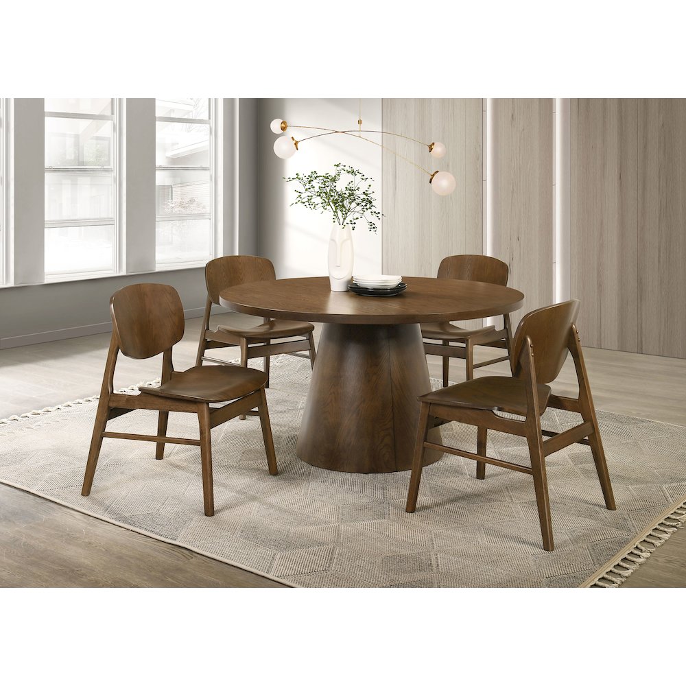 Franklin 54-inch Round Wood Pedestal Base Dining Table Dark Brown
