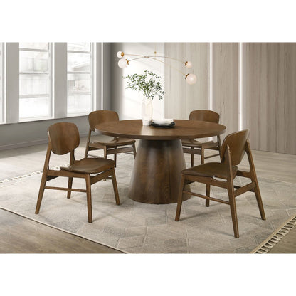 Franklin 54-inch Round Wood Pedestal Base Dining Table Dark Brown
