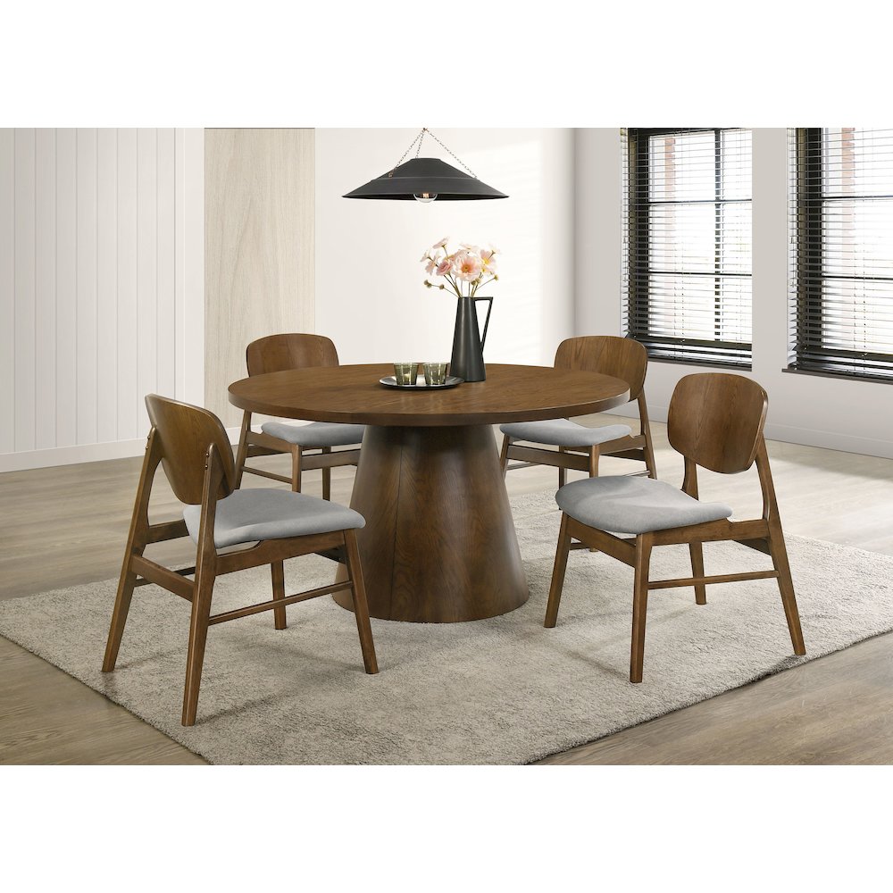 Franklin 54-inch Round Wood Pedestal Base Dining Table Dark Brown