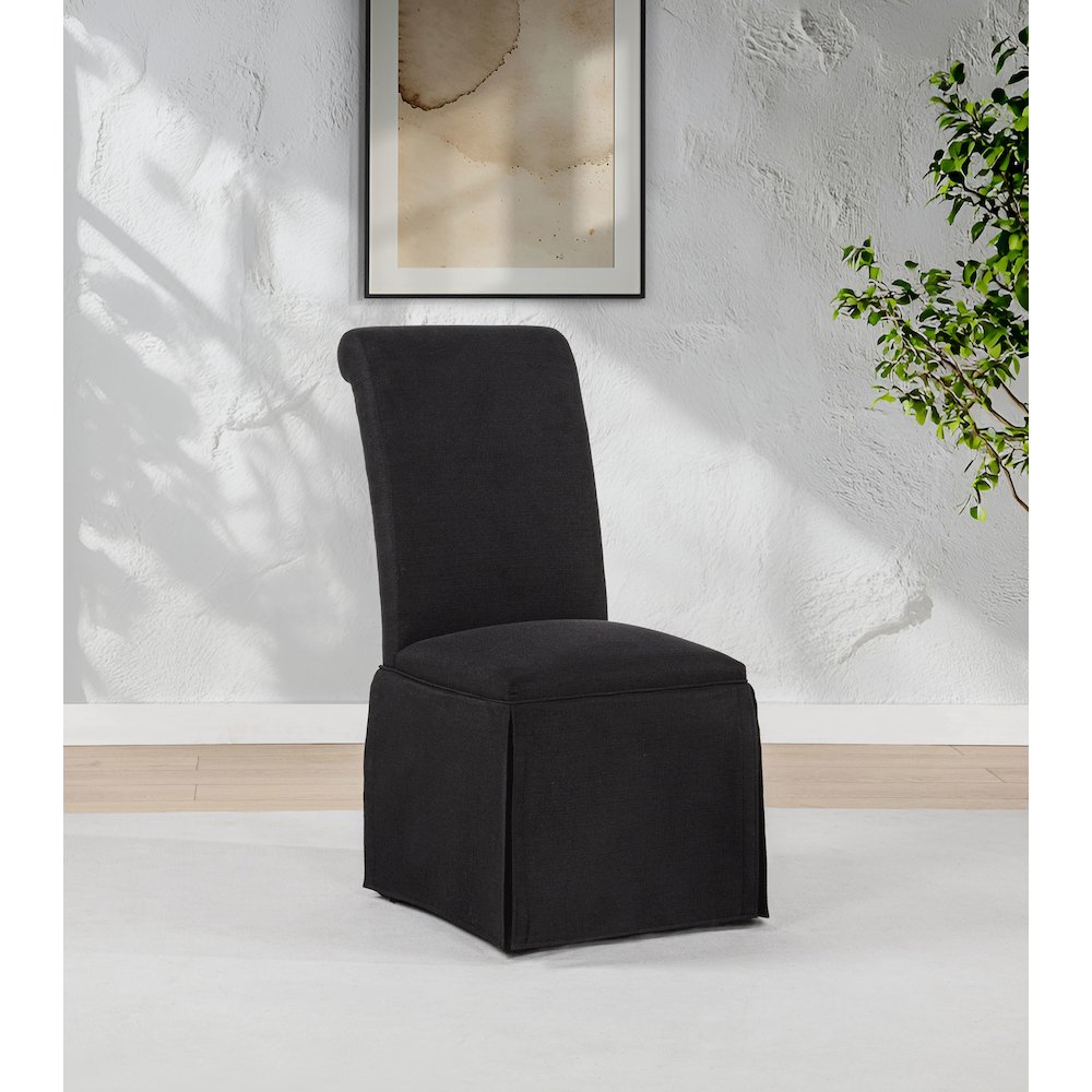 Shawna Upholstered Skirted Side Chair Black (Set of 2)