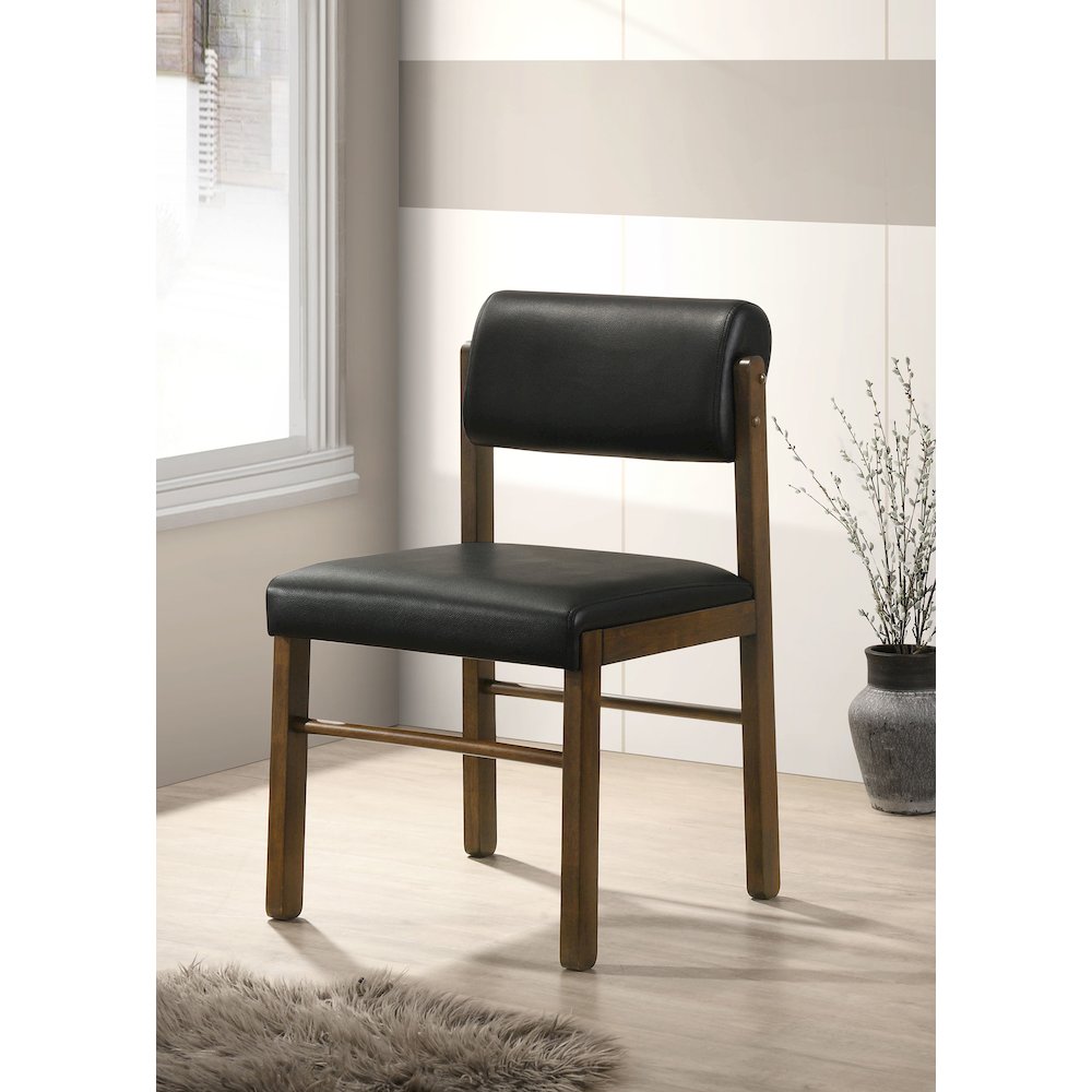 Kehoe Upholstered Dining Side Chair Black and Walnut (Set of 2)