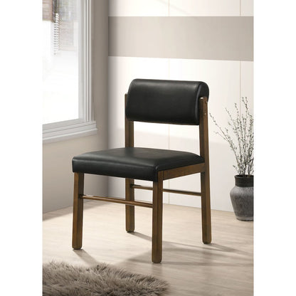 Kehoe Upholstered Dining Side Chair Black and Walnut (Set of 2)