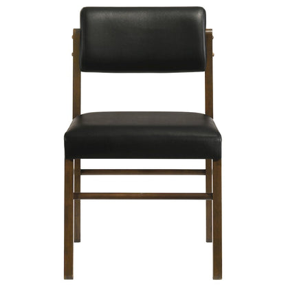 Kehoe Upholstered Dining Side Chair Black and Walnut (Set of 2)