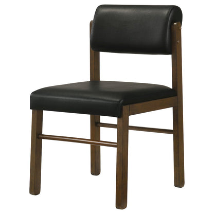 Kehoe Upholstered Dining Side Chair Black and Walnut (Set of 2)