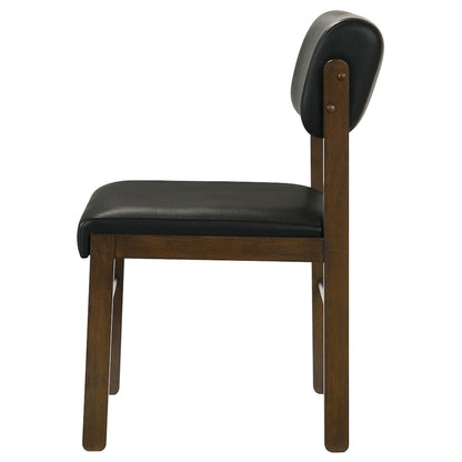 Kehoe Upholstered Dining Side Chair Black and Walnut (Set of 2)