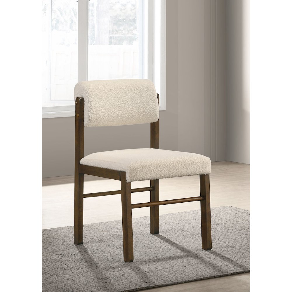 Kehoe Upholstered Dining Side Chair Cream and Walnut (Set of 2)