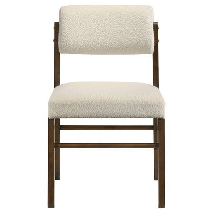 Kehoe Upholstered Dining Side Chair Cream and Walnut (Set of 2)