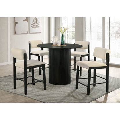 Hamlyn 5-piece Round Wood Counter Height Dining Set Cream and Black